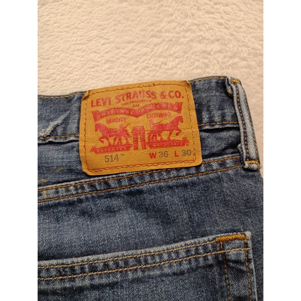 Levis 514 Straight Fit Men's Blue Denim Jeans 36x30 Medium Wash Casual Wear